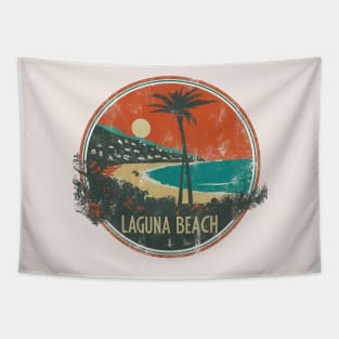 Vintage Laguna Beach Sunset Tapestry