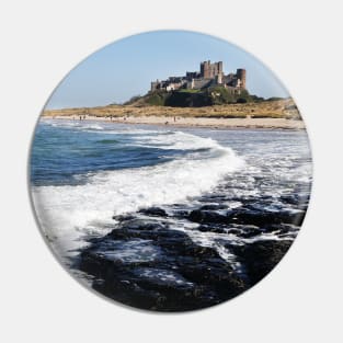 Waves coming ashore near Bamburgh Castle, Northumberland, UK Pin