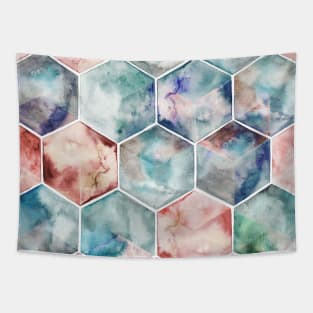 Earth and Sky Hexagon Watercolor Tapestry