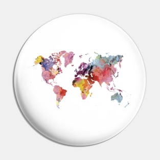 Watercolor world map, Africa centred Pin