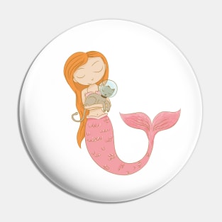 Mermaid and her Cat Pin