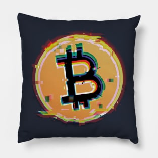 Bitcoin Crypto Coin Glitch Pillow