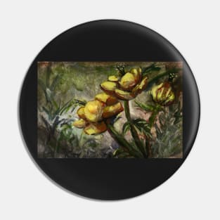 Magic - Gouache painting of Flowers , fairy tale like paint yellow green traditional illustration nature floral pretty Pin