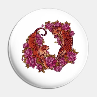 Tigers and peonies Pin