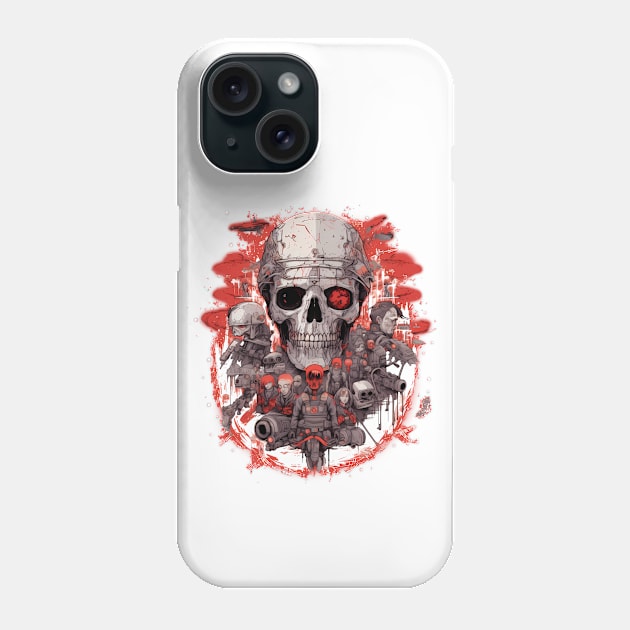 Comic-Style: AI Cyborg Robot Skull and the Apocalypse Phone Case by MLArtifex