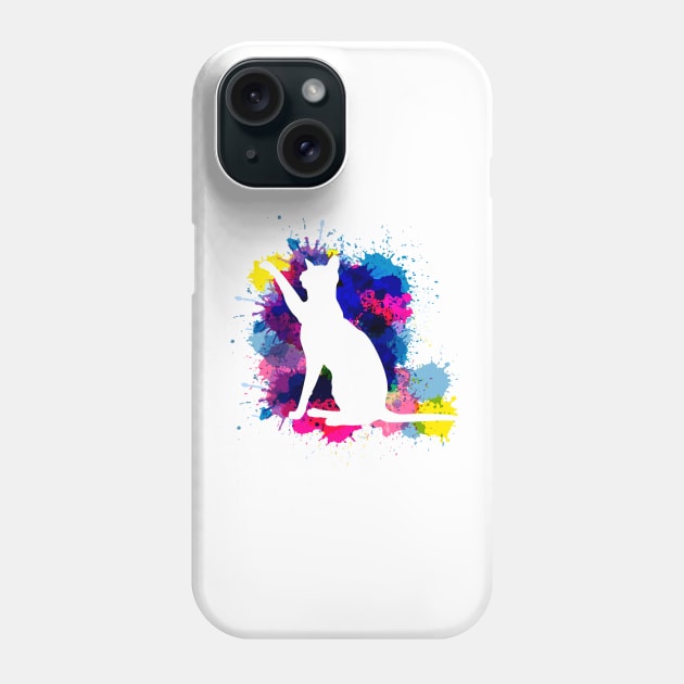 Splatter Cat, Colorful kitty, cat lover, kat silhouette Phone Case by theglaze