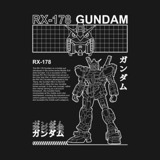 GUNDAM RX 178 BLACK WHITE STREETWEAR SHIRT HOODIE T-Shirt