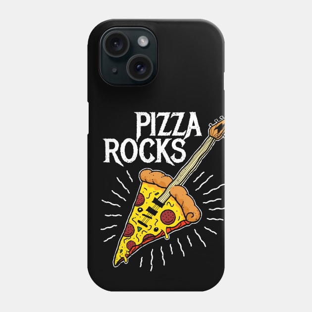 Pizza Guitar - Funny Pizza Rocks Guitar Phone Case by propellerhead