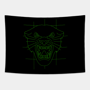 Green panther fine line art for tattoo lovers Tapestry