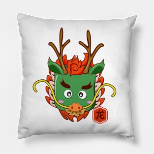 Cute Dragon Chinese New Year Green Pillow