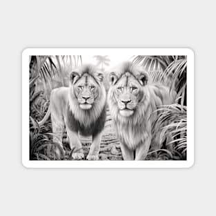 Lion Animal Predator Wild Nature Ink Sketch Style Magnet