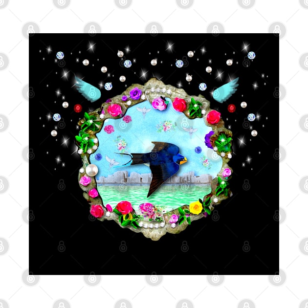 Blue Bird and Victorian Styled Frame by KC Morcom aka KCM Gems n Bling aka KCM Inspirations