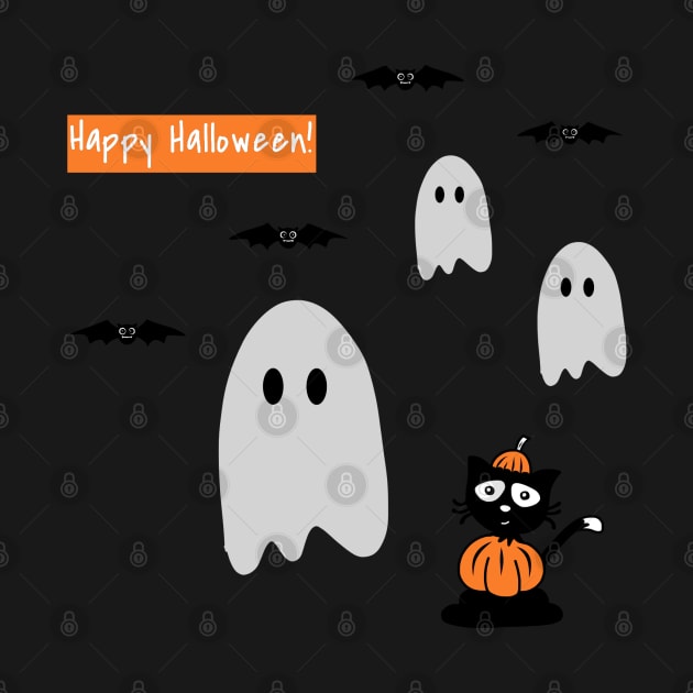 Happy Halloween Pumpkin, Ghosts & Bats Sticker Pack by faiiryliite