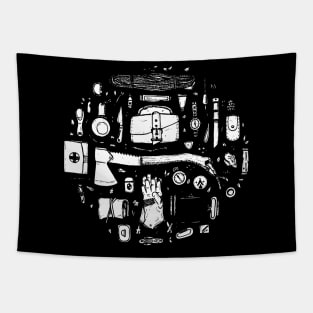 retro hiking gear Tapestry