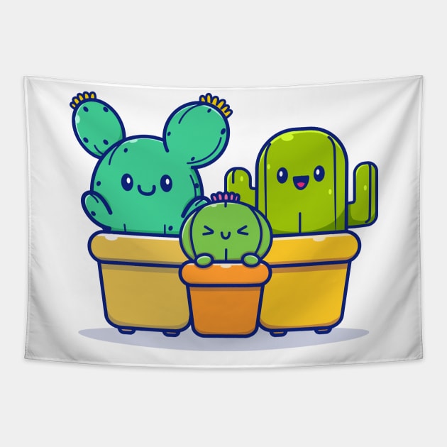 Happy Cactus Plant Family Tapestry by Catalyst Labs