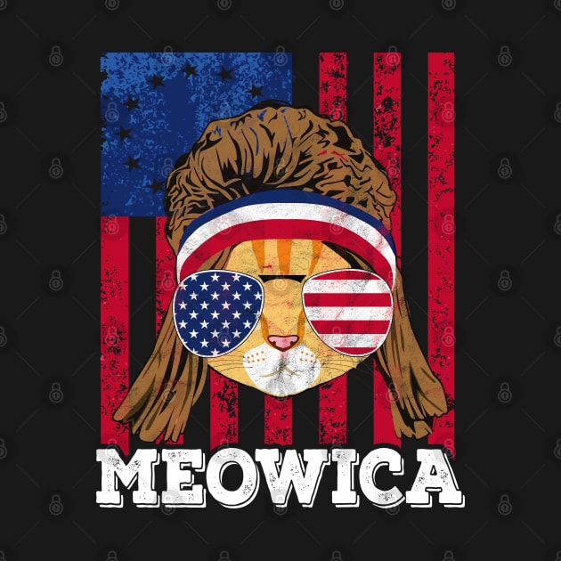 American Flag Meowica Cat 4th of July by  Funny .designs123