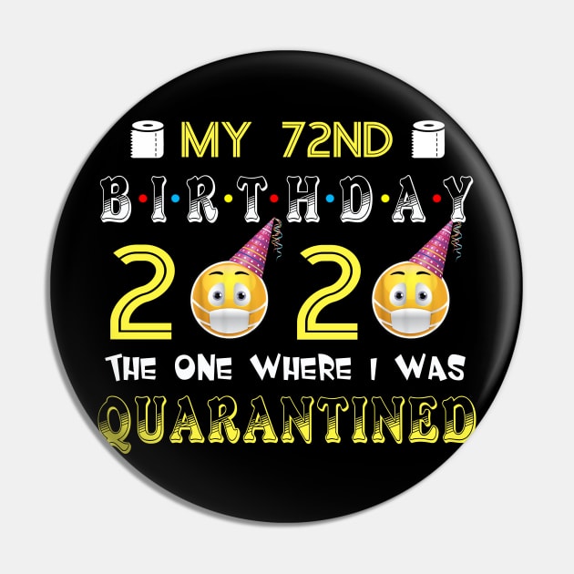 my 72nd Birthday 2020 The One Where I Was Quarantined Funny Toilet Paper Pin by Jane Sky