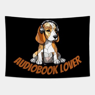 audiobook lover, beagle dog, funny gifts for dog lovers Tapestry