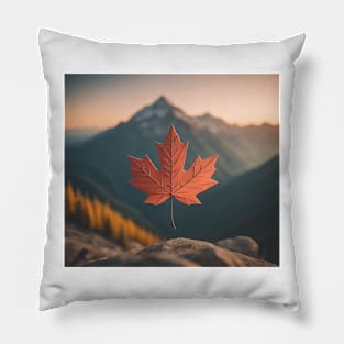 Maple Leaf in the Mountains Pillow