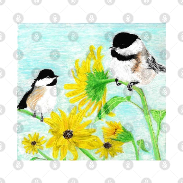 Chickadees & Sunflowers by NatureLady