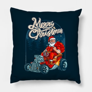 Vintage Hot Rod Santa Claus Pillow