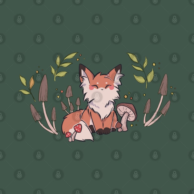 Autumn Mushroom Fox by Thirea