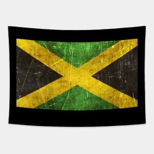 Vintage Aged and Scratched Jamaican Flag Tapestry
