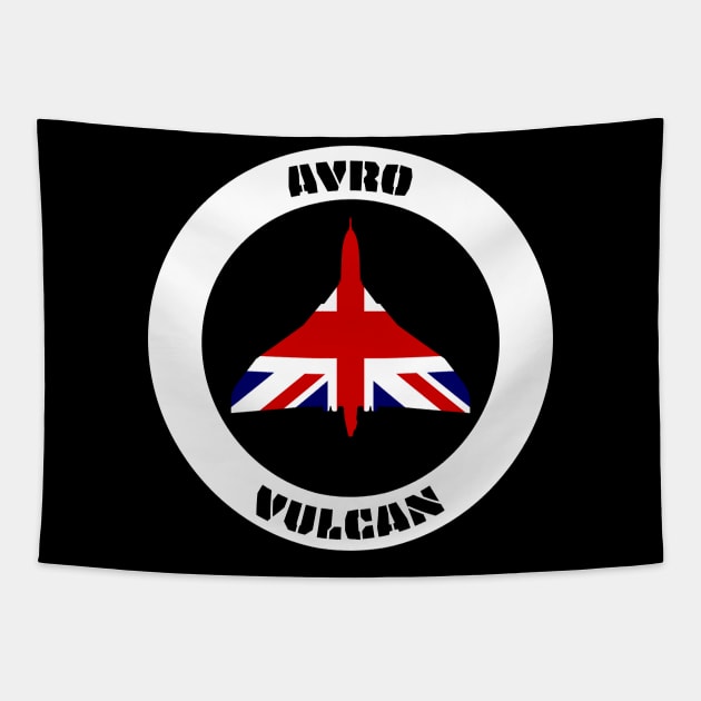 Avro Vulcan Bomber and Union Jack Tapestry by BearCaveDesigns