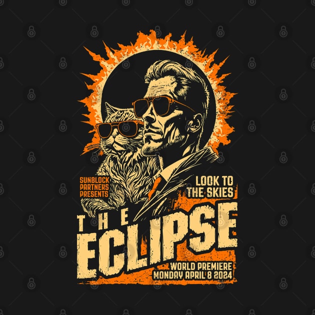 Solar Eclipse 2024 Cat Dad Science Fiction Movie Poster by Grandeduc