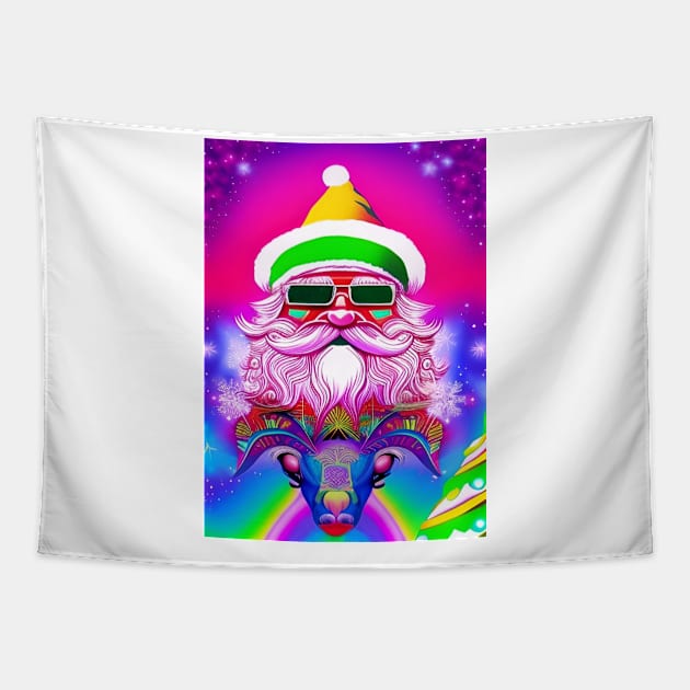 Retro Vintage Pink Santa Clause Tapestry by joelsnug