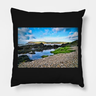 Beautiful Coastal Scenery - Beach, Rocks & Ocean - Newport, Pembrokeshire Pillow