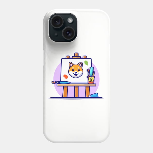 Easel Art Board, Paint pallet And Paint Brush Cartoon Vector Icon Illustration (4) Phone Case by Catalyst Labs