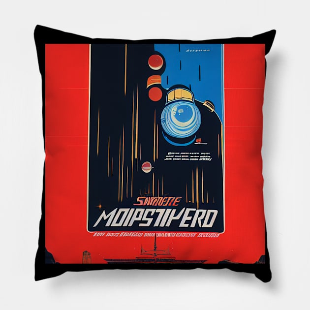 Retro Vintage 80s Scifi Poster Pillow by BAYFAIRE