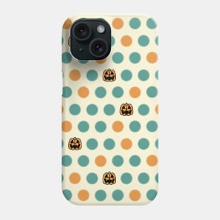 Polka Dots and Scattered Pumpkins - Halloween Pattern - Bright Colors Phone Case