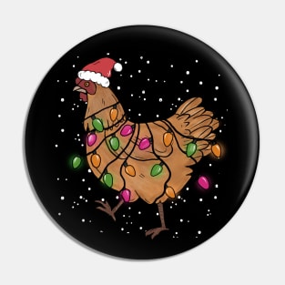 Christmas Lights Chicken Santa Hat Xmas Pin