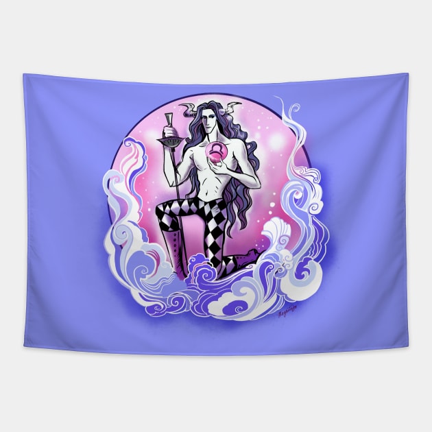 Libra Zodiac Sign Retro Illustrated Tapestry by Magenta Arts