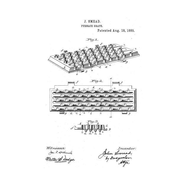 Furnace Grate Vintage Retro Patent Hand Drawing by TheYoungDesigns