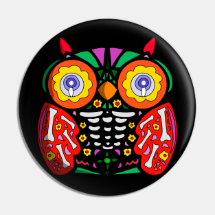 Sugar Skull Owl Pin