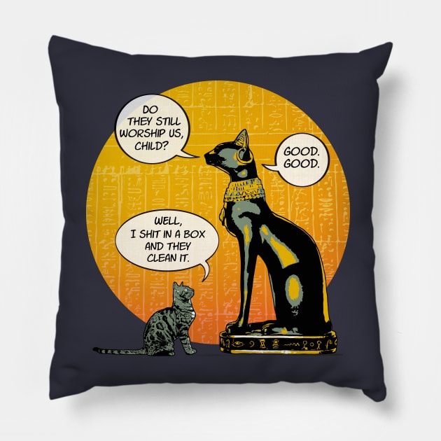 a cat conversation Pillow by Naive Rider