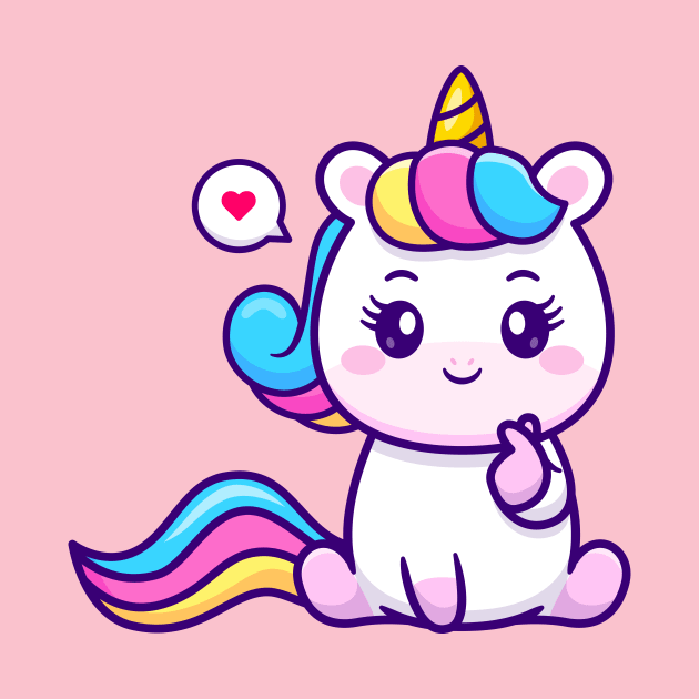 Cute Unicorn With Love Sign Hand Cartoon by Catalyst Labs