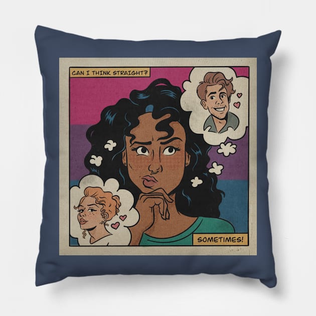 bisexuals can’t think straight Pillow by jfeldmanart