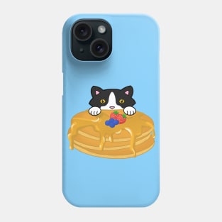 Cute Tuxedo Cat Eating Pancakes Phone Case