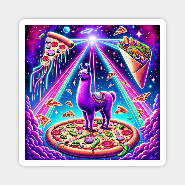 Funny Llama with Pizza and Tacos Vibrant Magnet by logiamerch
