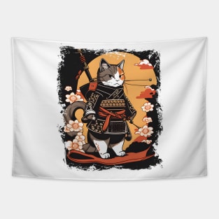 Japanese Cat Samurai Katana Sameowrai Anime Funny Tapestry