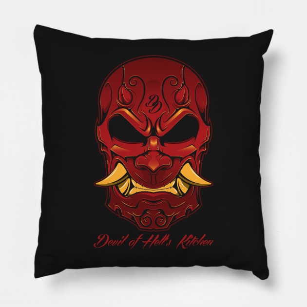 The Devil of Hell's Kitchen Kabuki Mask Pillow by HeavenlyKaos