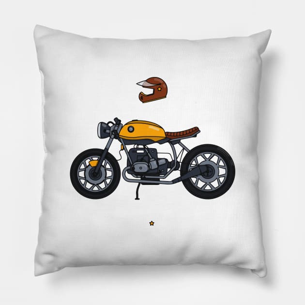 Cafe Racer motorbyke hipster print and speed lovers Pillow by Polikarp308