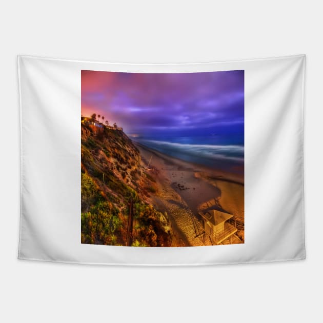 Encinitas at Night Tapestry by jswolfphoto