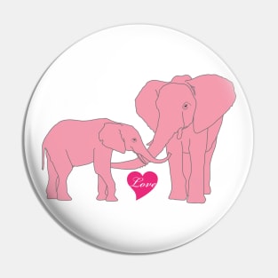 Elephants Love Heart Pin