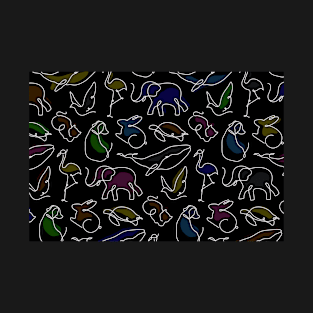 Animal-pattern-background-colorful-seamless-line-art-design-vector T-Shirt