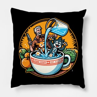 Galactic Brew Adventure Chibi Design - Whimsical Sci-Fi Fantasy Style Pillow